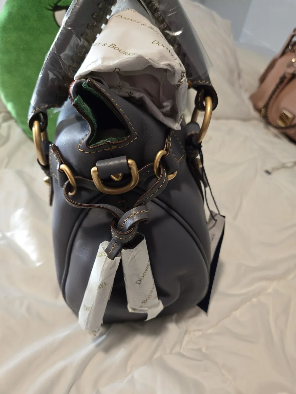 Dooney & Bourke Steel Blue Florentine Leather Satchel - NEW - Picture 6 of 7